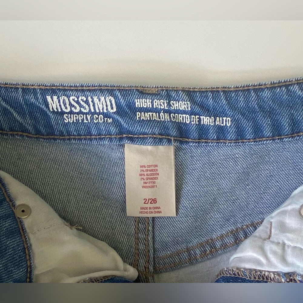 Mossimo American Flag High-Rise Distressed Frayed Jean Shorts, Sz 2/26 - Picture 3 of 7